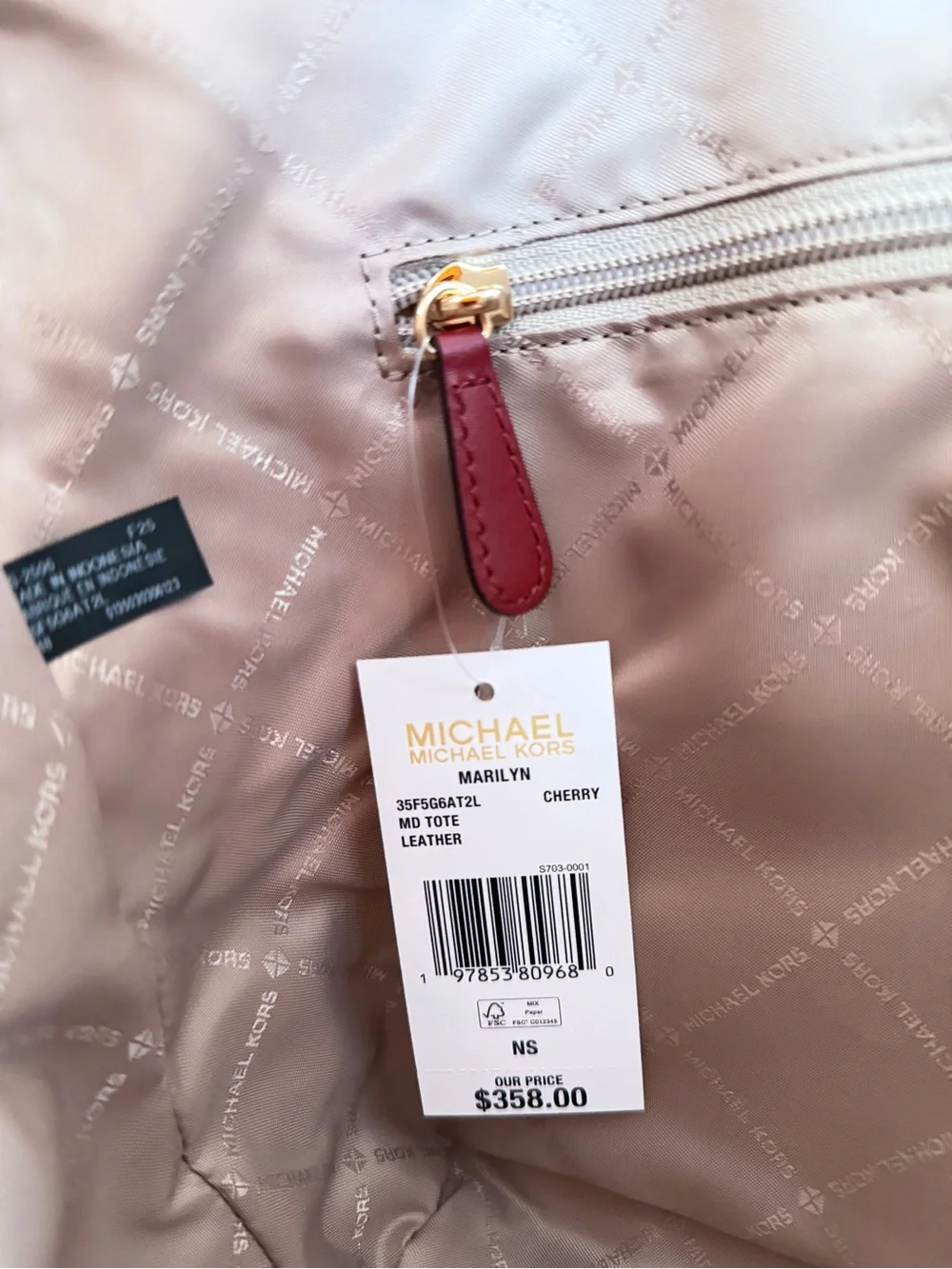 Michael Kors Marilyn MD Tote Shoulder Bag Cherry